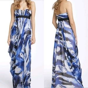 BCBG MaxAzria cobalt combo Megan draped gown